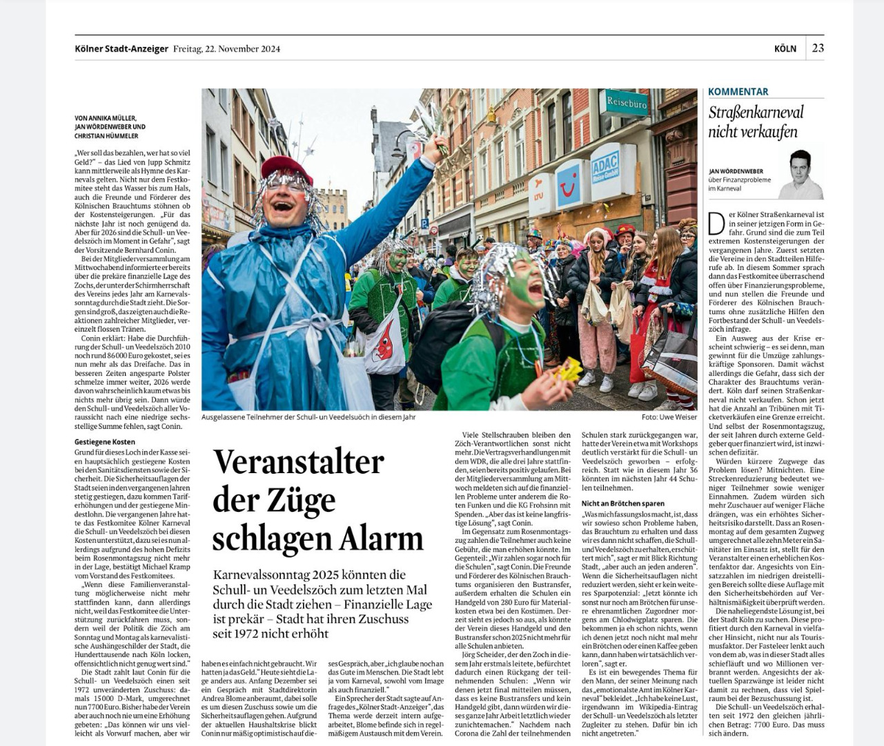 Kölner Stadtanzeiger vom 22.11.2024